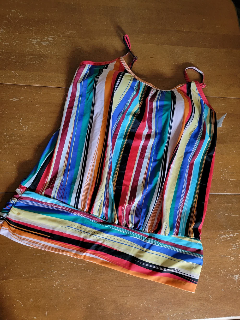 Plus-Size Multicolor Striped Blouson Tankini Top Sz 2X NWT - Picture 2 of 10